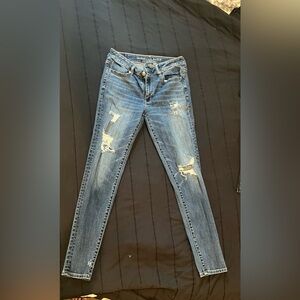 American Eagle Outfitters Ripped Blue Skinny Jeans